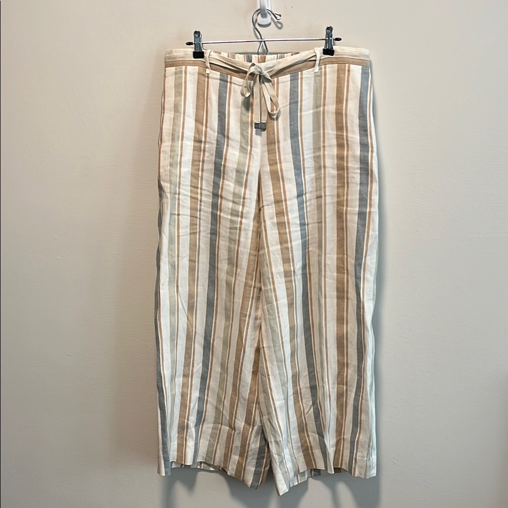 LAFAYETTE 148 NY Columbus Striped Wide-Leg Linen Pants, Multi-Color, Size XXL - Picture 4 of 11